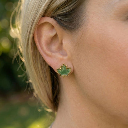 Historic Parliament Roof Copper Maple Leaf Studs | Earrings
