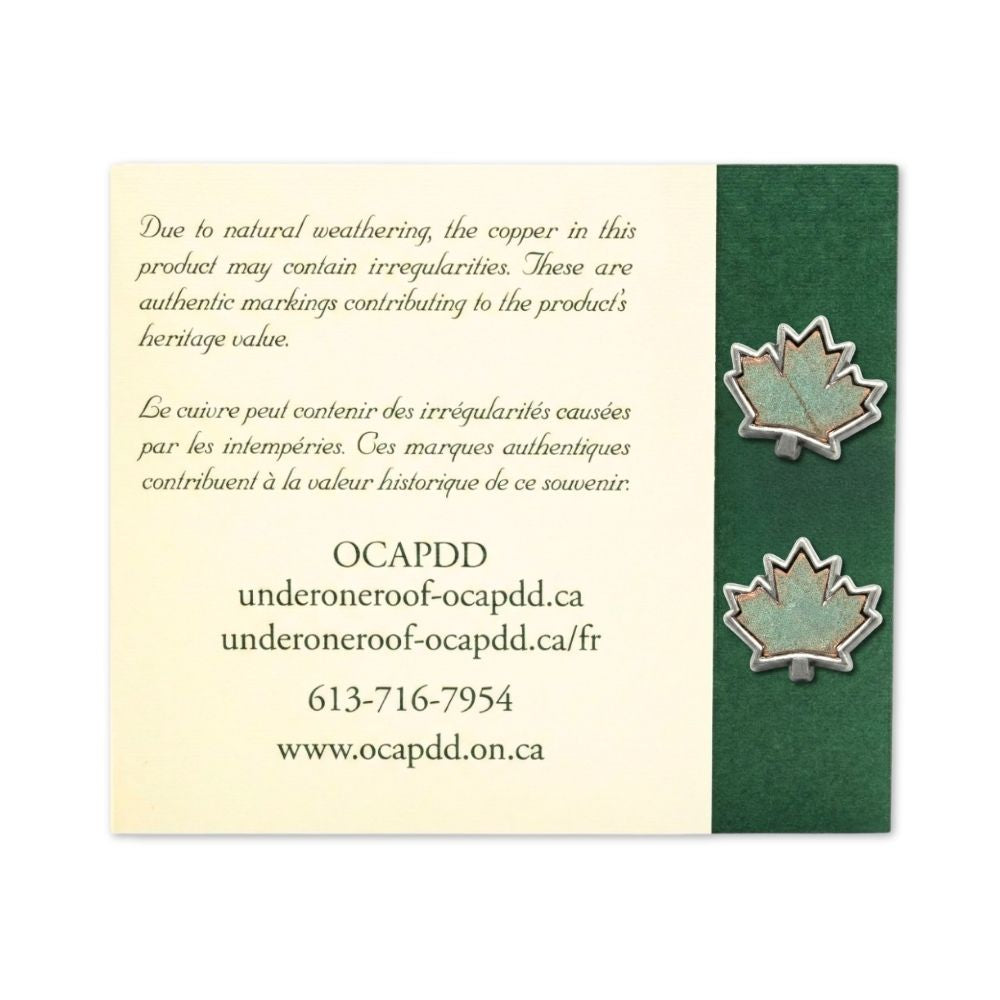Historic Parliament Roof Copper Maple Leaf Studs | Earrings