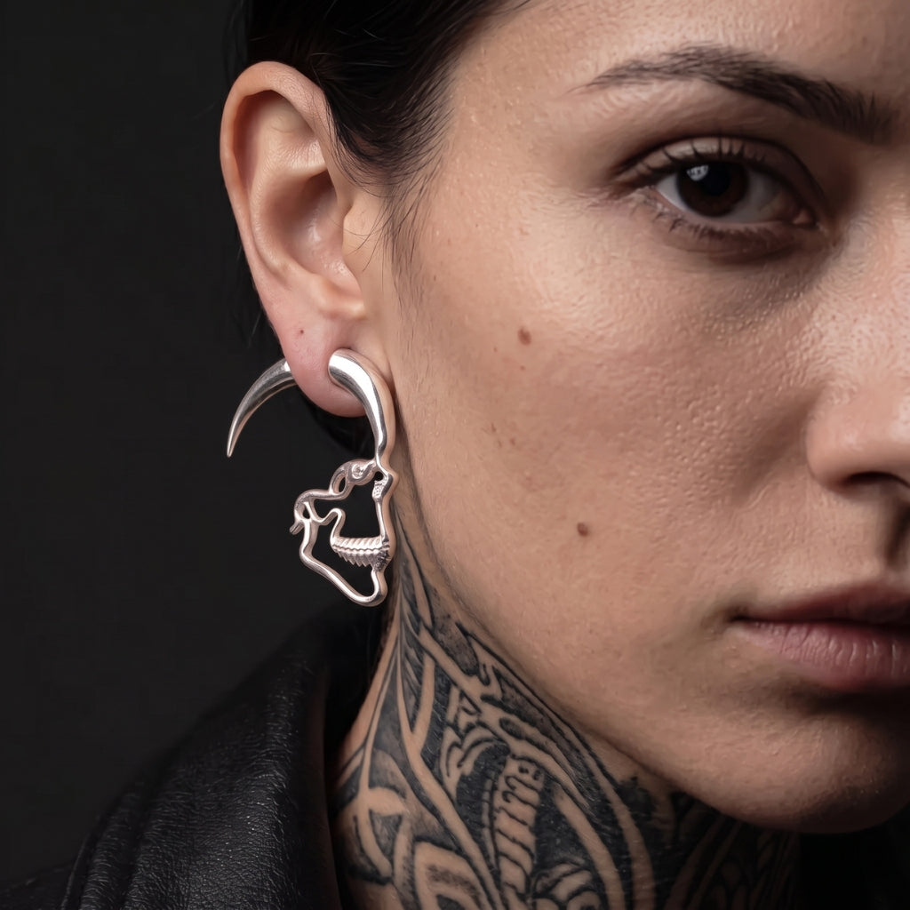 Boucles d'oreilles Tête de mort à pointes