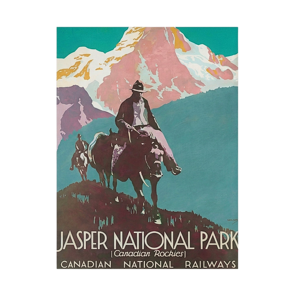 Jasper National Park Canadian Rockies [Vintage CN Rail Ad] | Canvas Art Print