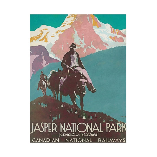 Jasper National Park Canadian Rockies [Vintage CN Rail Ad] | Canvas Art Print