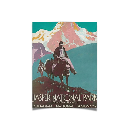 Jasper National Park Canadian Rockies [Vintage CN Rail Ad] | Canvas Art Print