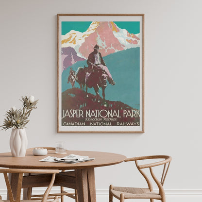 Jasper National Park Canadian Rockies [Vintage CN Rail Ad] | Canvas Art Print