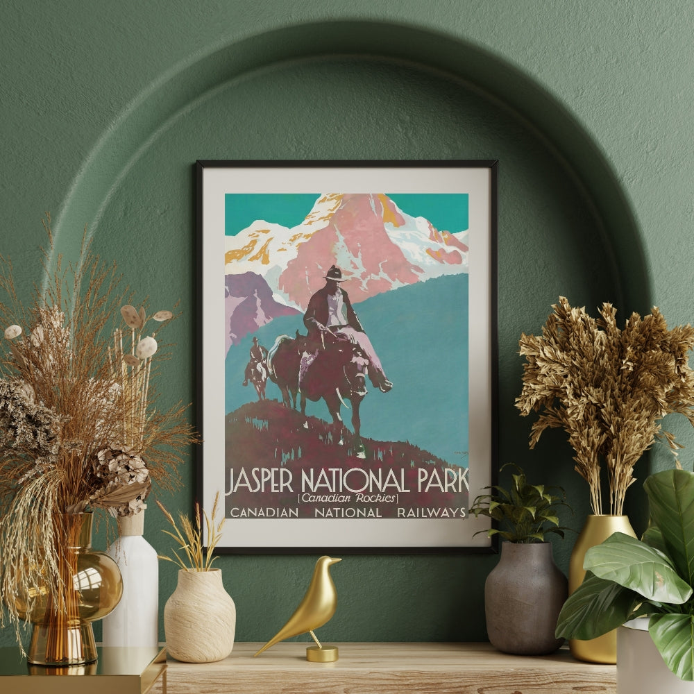 Jasper National Park Canadian Rockies [Vintage CN Rail Ad] | Canvas Art Print