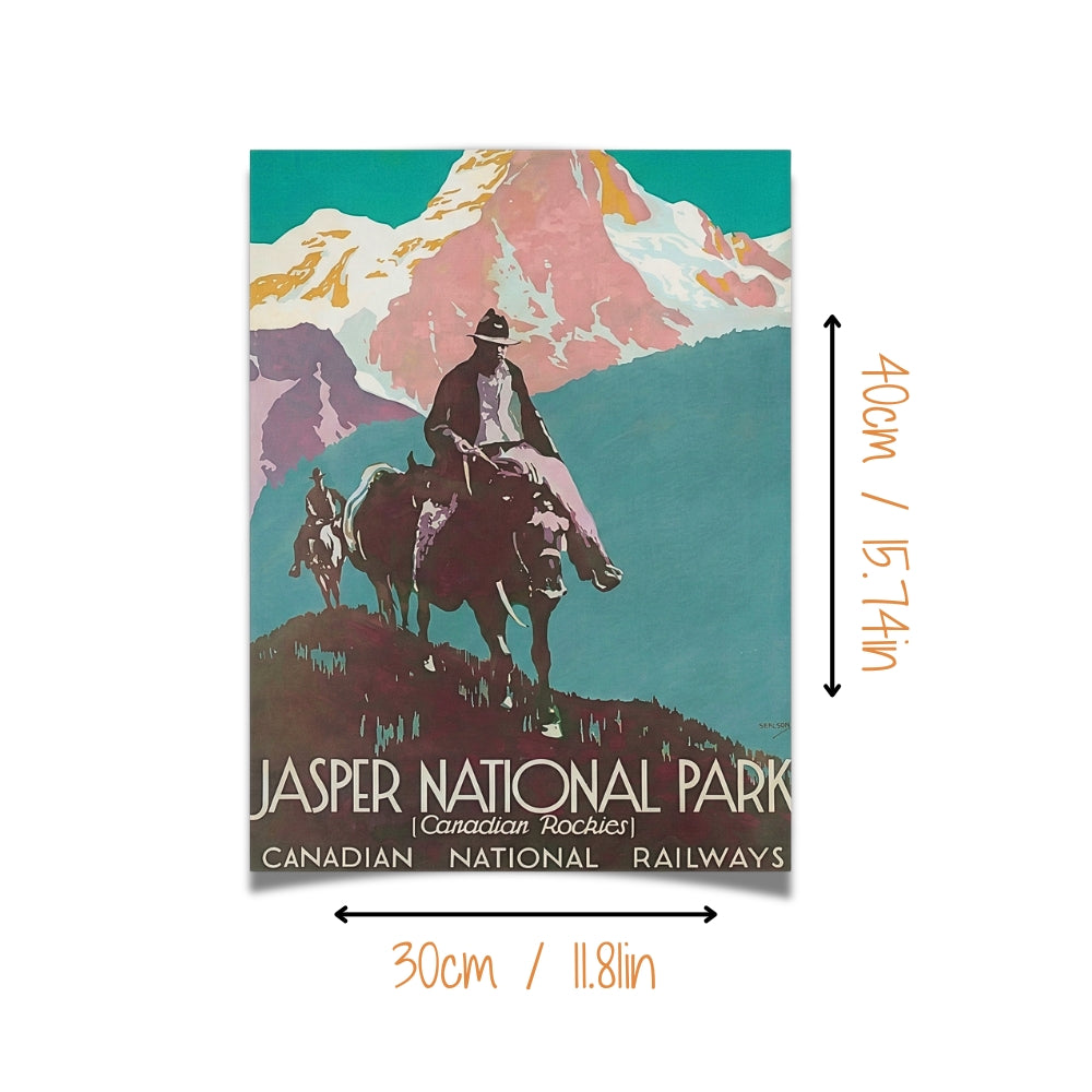 Jasper National Park Canadian Rockies [Vintage CN Rail Ad] | Canvas Art Print