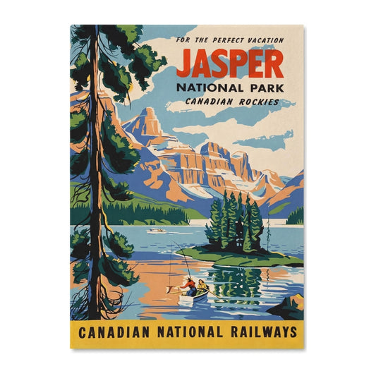 Jasper National Park Vintage CN Rail Ad | Canvas Art Print