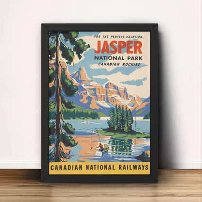 Jasper National Park Vintage CN Rail Ad | Canvas Art Print