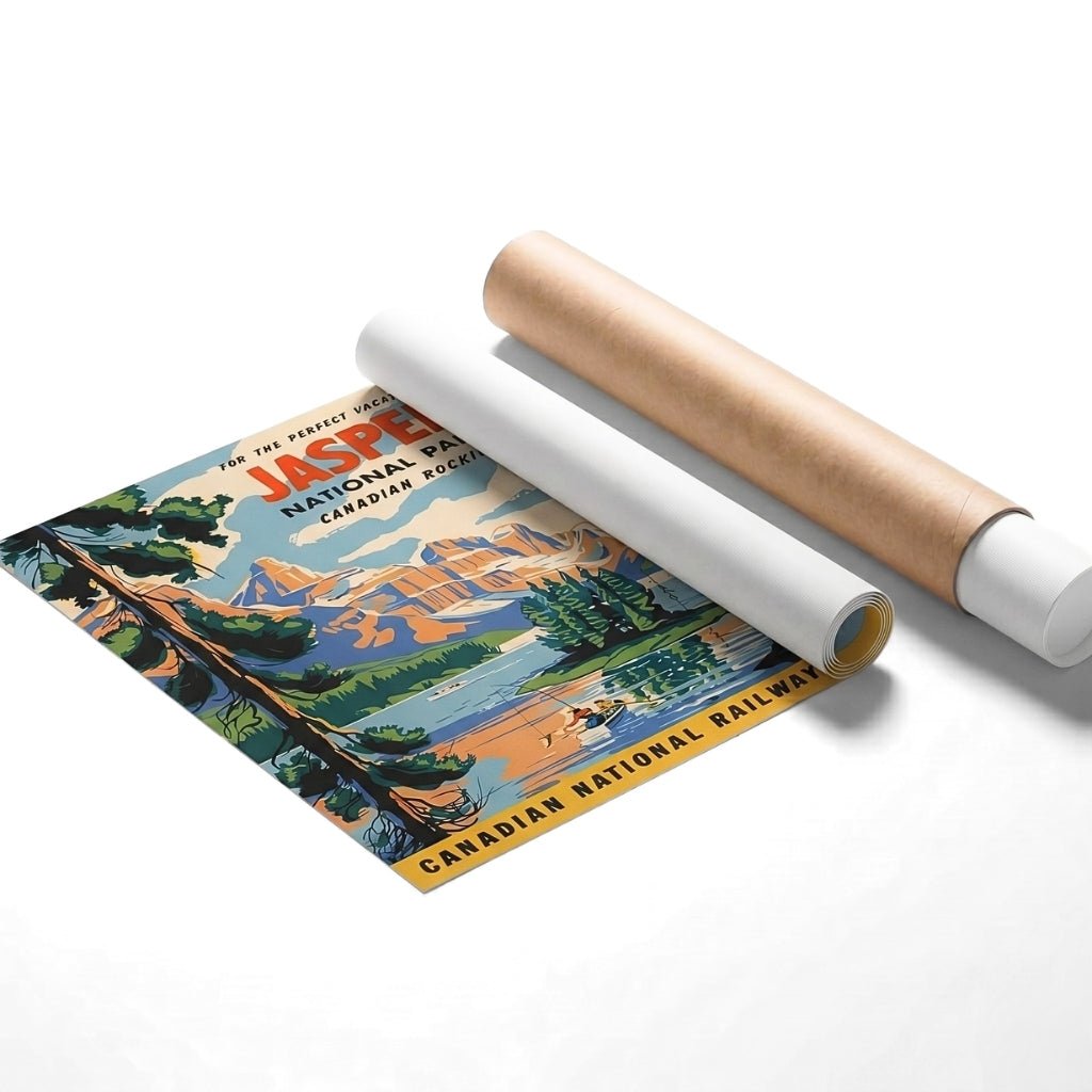 Jasper National Park Vintage CN Rail Ad | Canvas Art Print