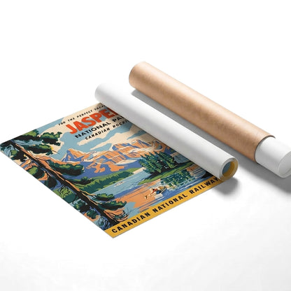 Jasper National Park Vintage CN Rail Ad | Canvas Art Print