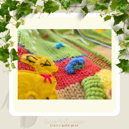 Kids Hand-Knit Alpaca Wool Sweater (Green)