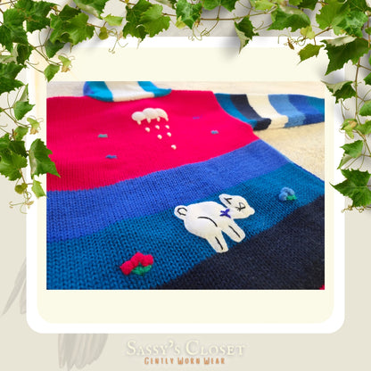 Kids Hand-Knit Alpaca Wool Sweater (Red)