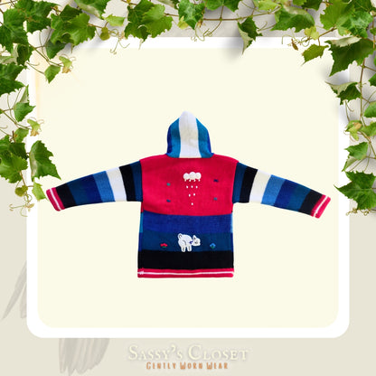 Kids Hand-Knit Alpaca Wool Sweater (Red)