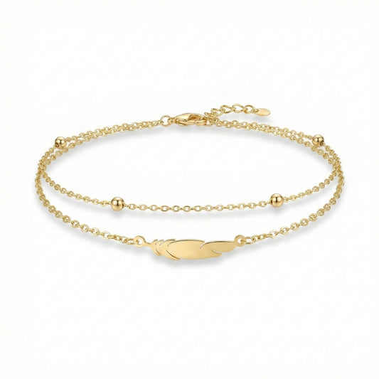 Layered Gold Boho Feather | Anklet