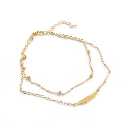 Layered Gold Boho Feather | Anklet