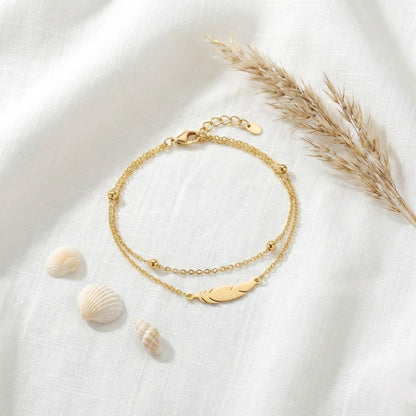 Layered Gold Boho Feather | Anklet