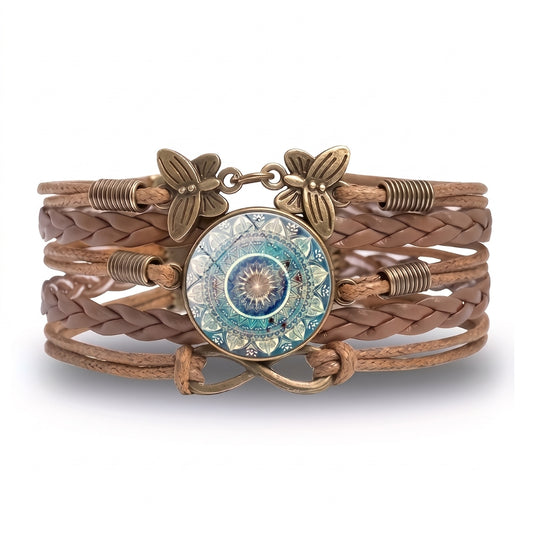 Layered Leather Blue Mandela | Bracelet