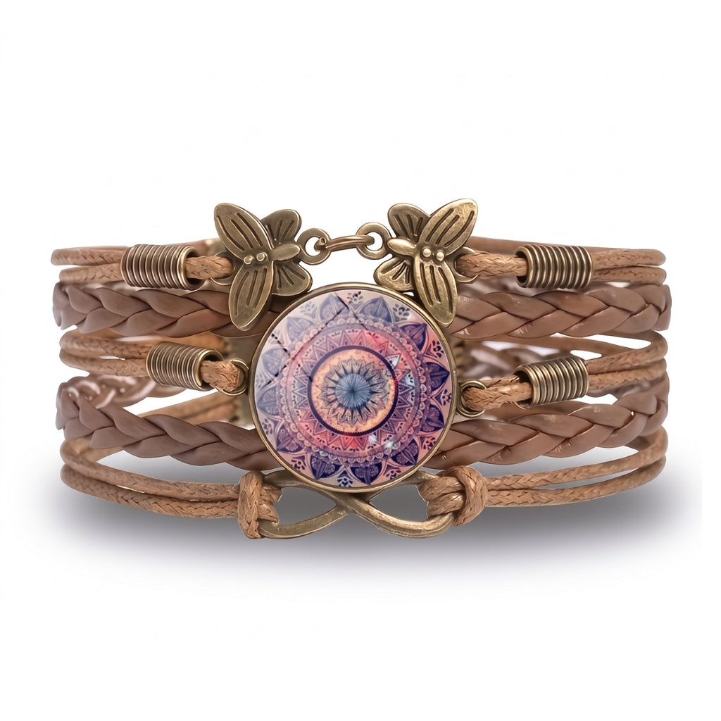 Layered Leather Pink Mandela | Bracelet