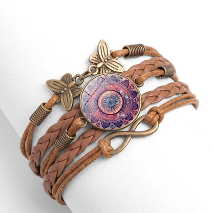 Layered Leather Pink Mandela | Bracelet