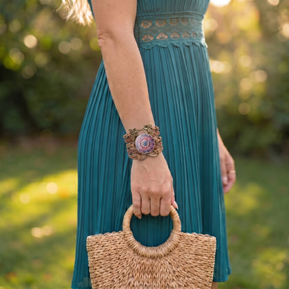Layered Leather Pink Mandela | Bracelet
