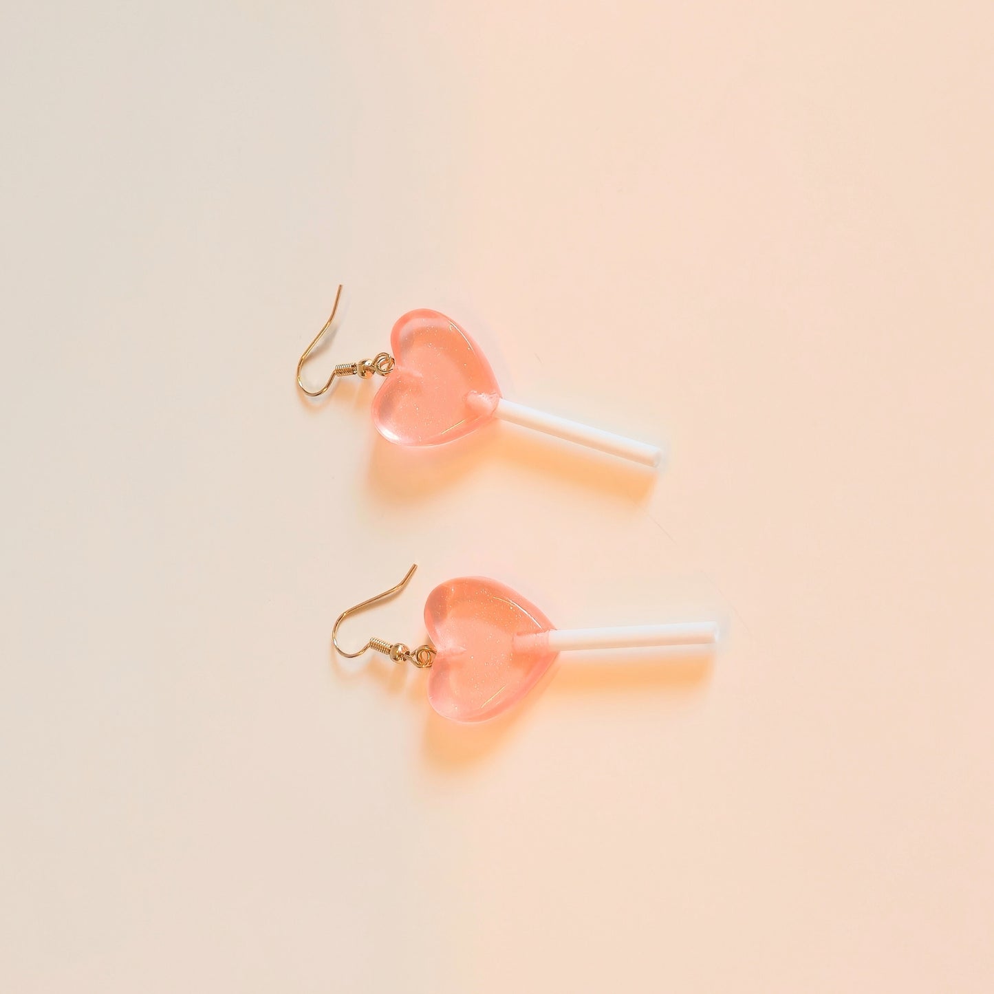 Lollipop Earrings (Peach Hearts)