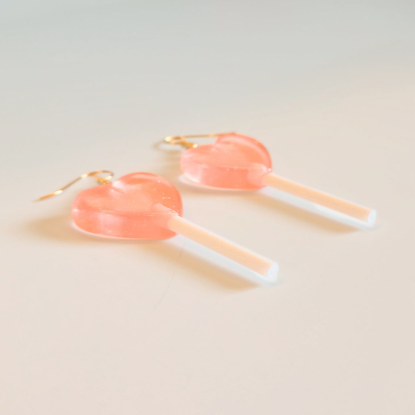 Lollipop Earrings (Peach Hearts)