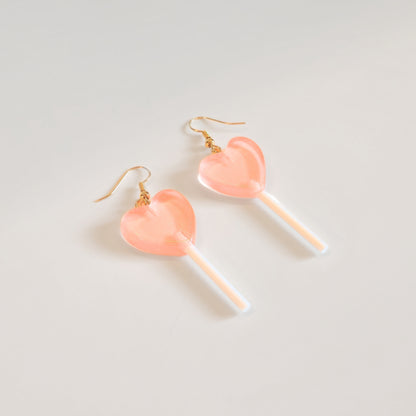 Lollipop Earrings (Peach Hearts)