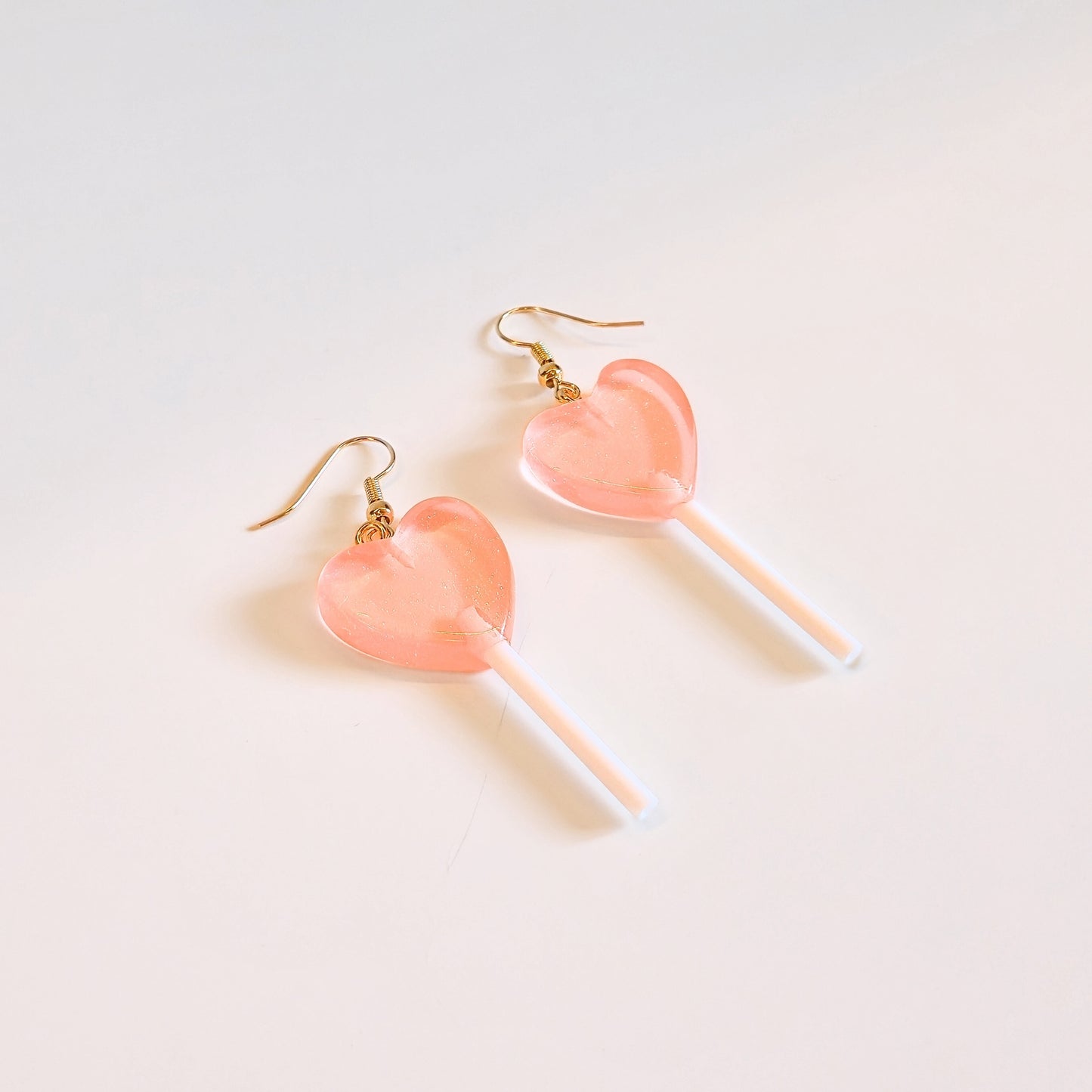 Lollipop Earrings (Peach Hearts)