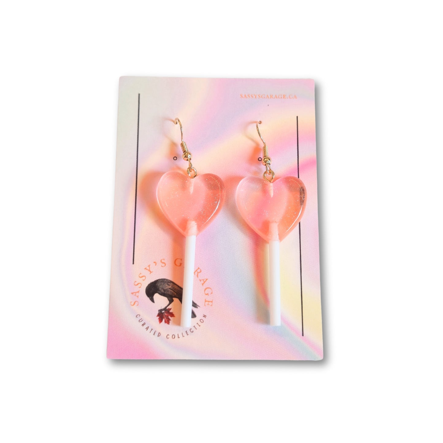 Lollipop Earrings (Peach Hearts)
