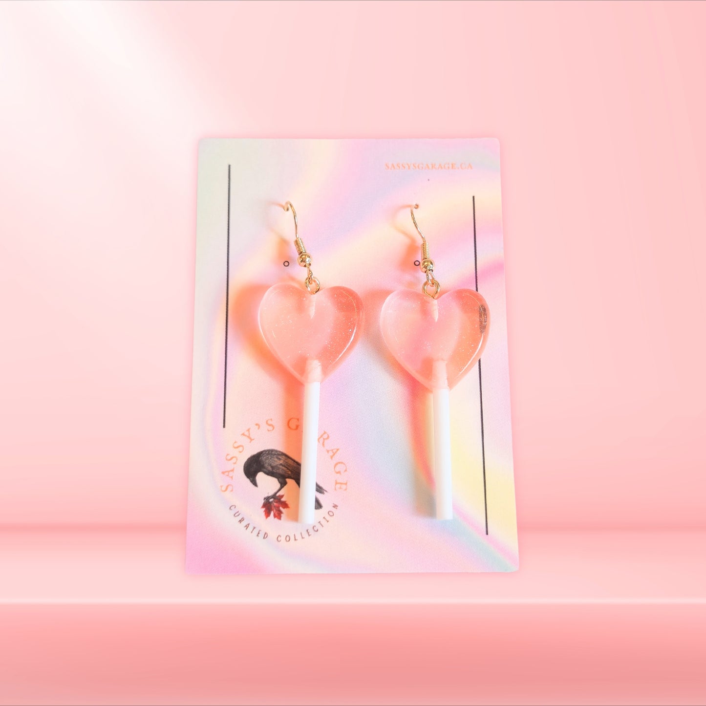 Lollipop Earrings (Peach Hearts)