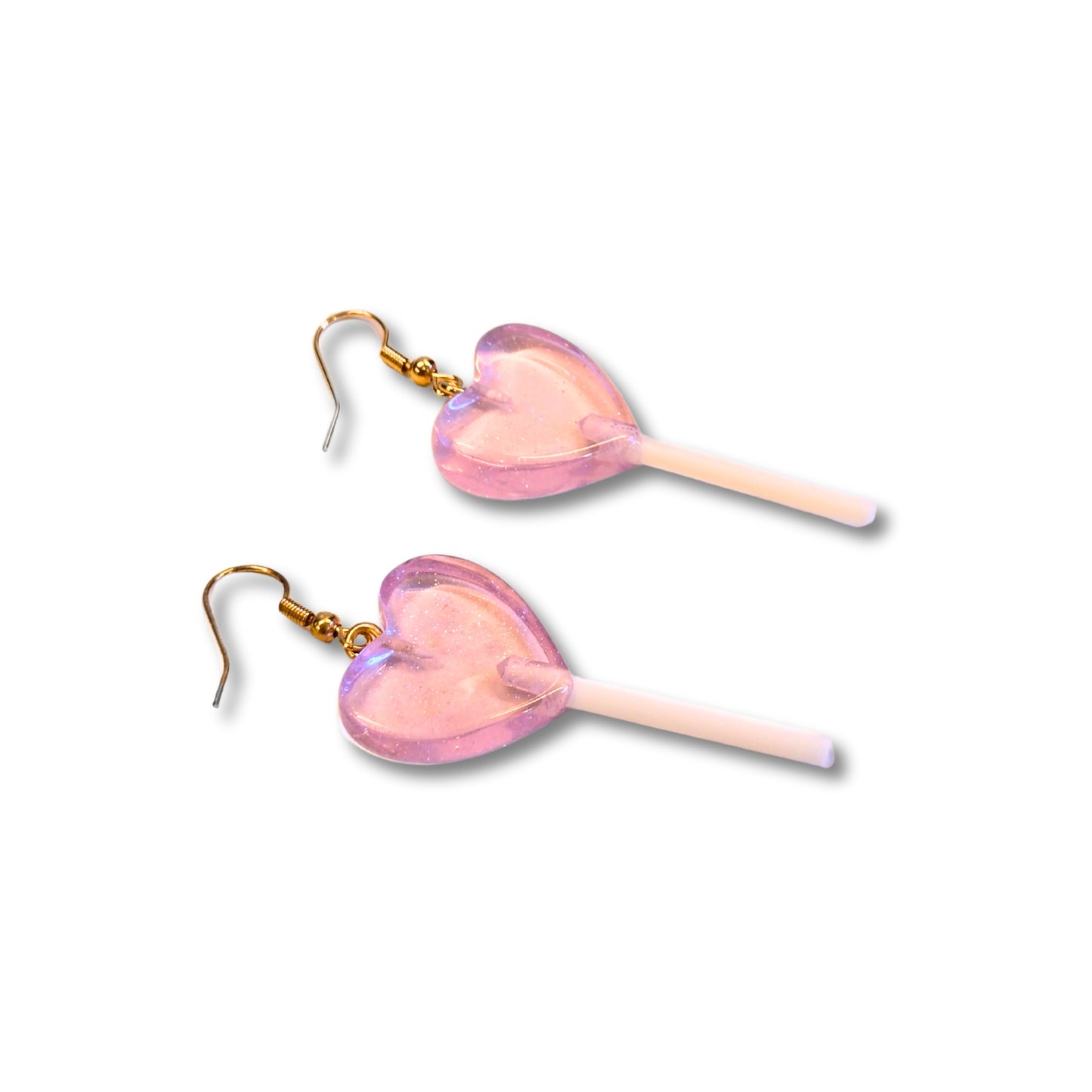 Lollipop Earrings (Pink Hearts)