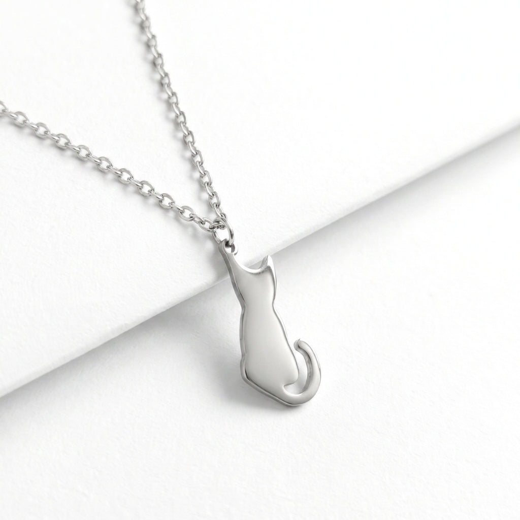 Minimalist Cat [Silver] | Necklace