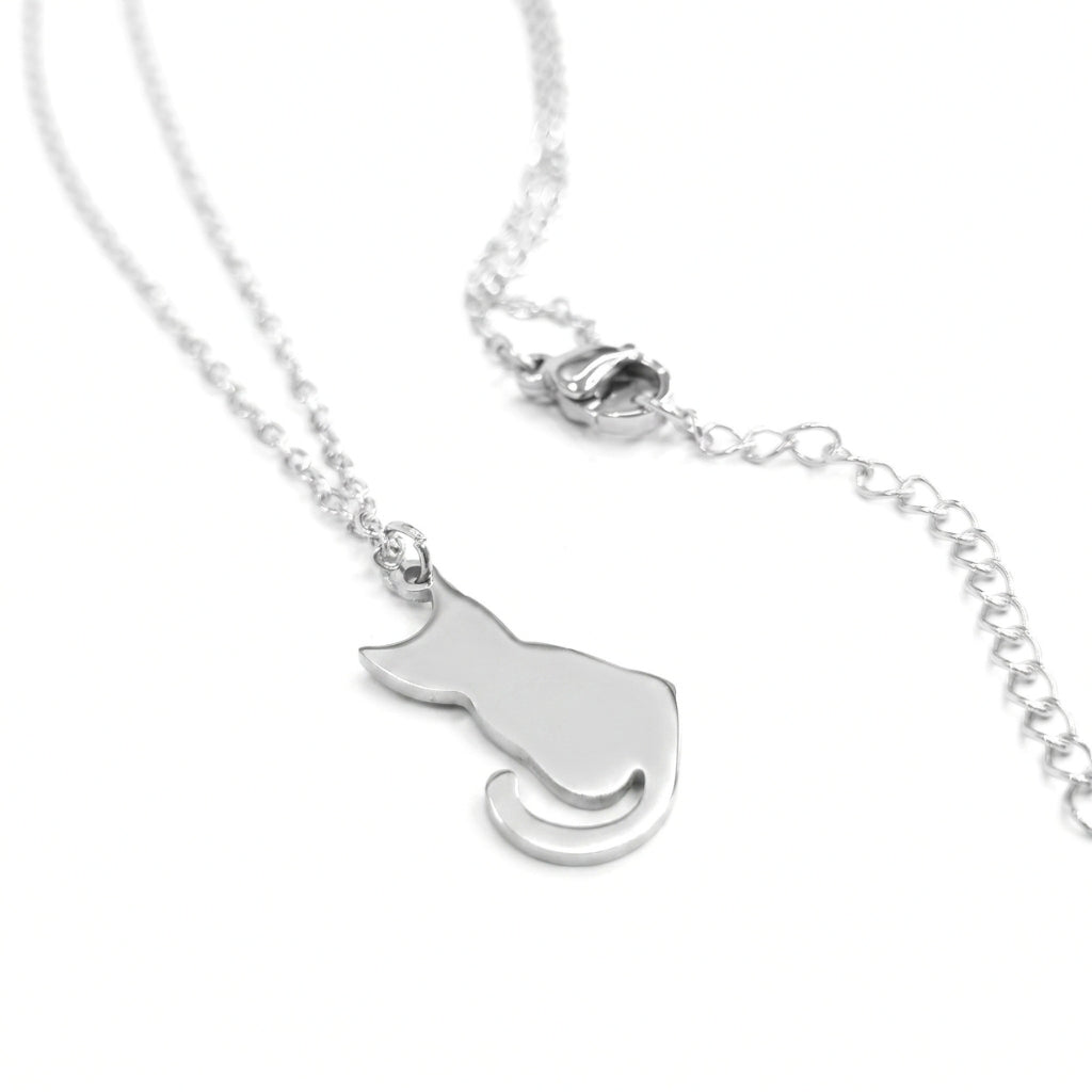 Minimalist Cat [Silver] | Necklace