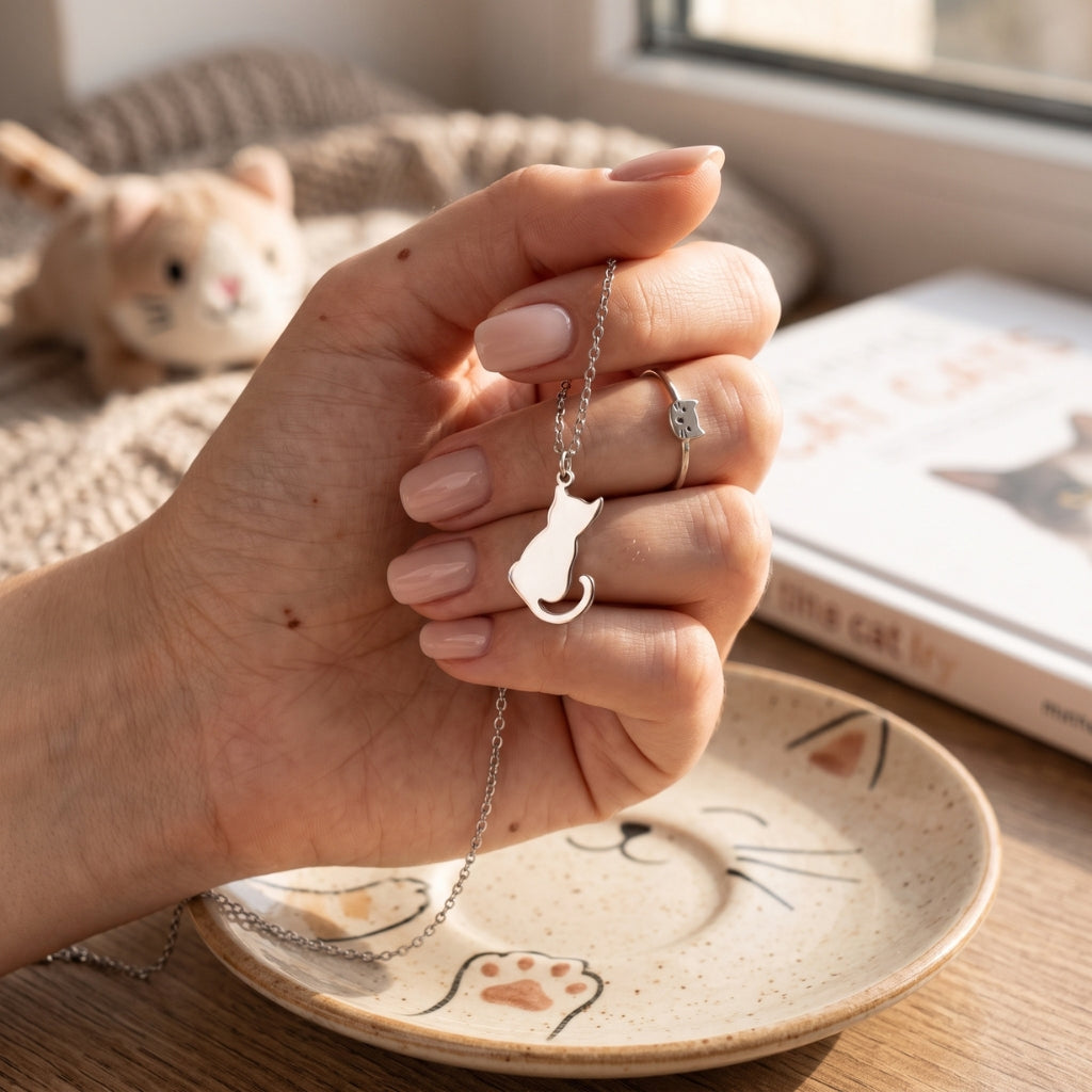 Minimalist Cat [Silver] | Necklace