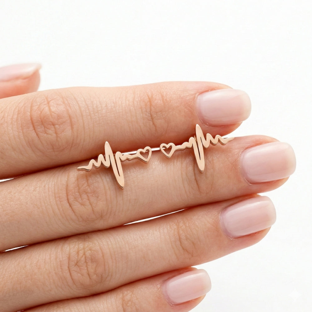 Minimalist Heartbeat Studs | Earrings