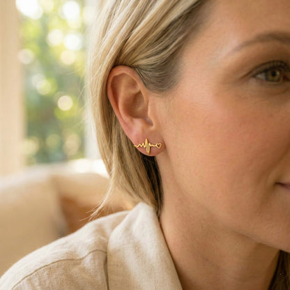 Minimalist Heartbeat Studs | Earrings
