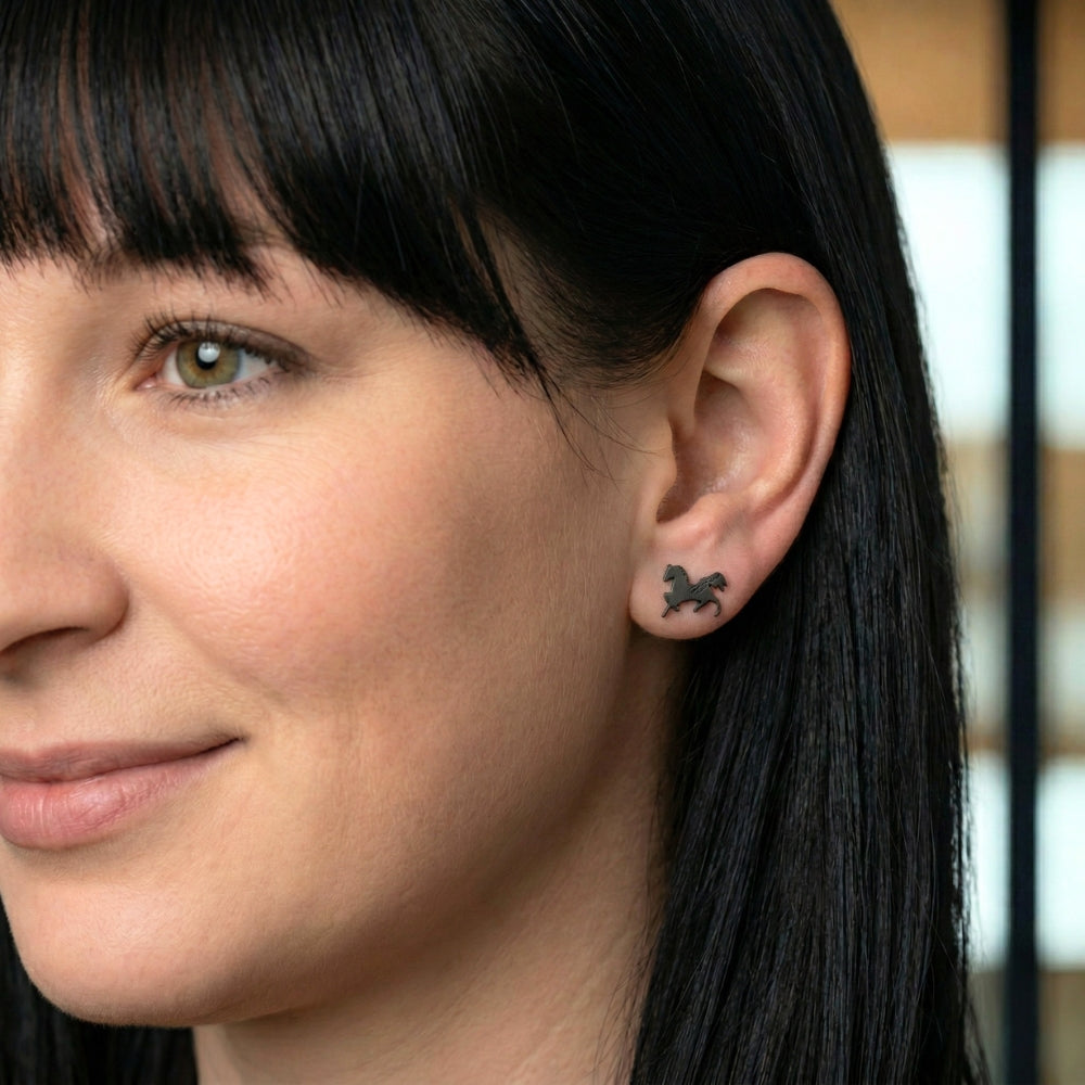 Minimalist Stallion Silhouette Studs | Earrings