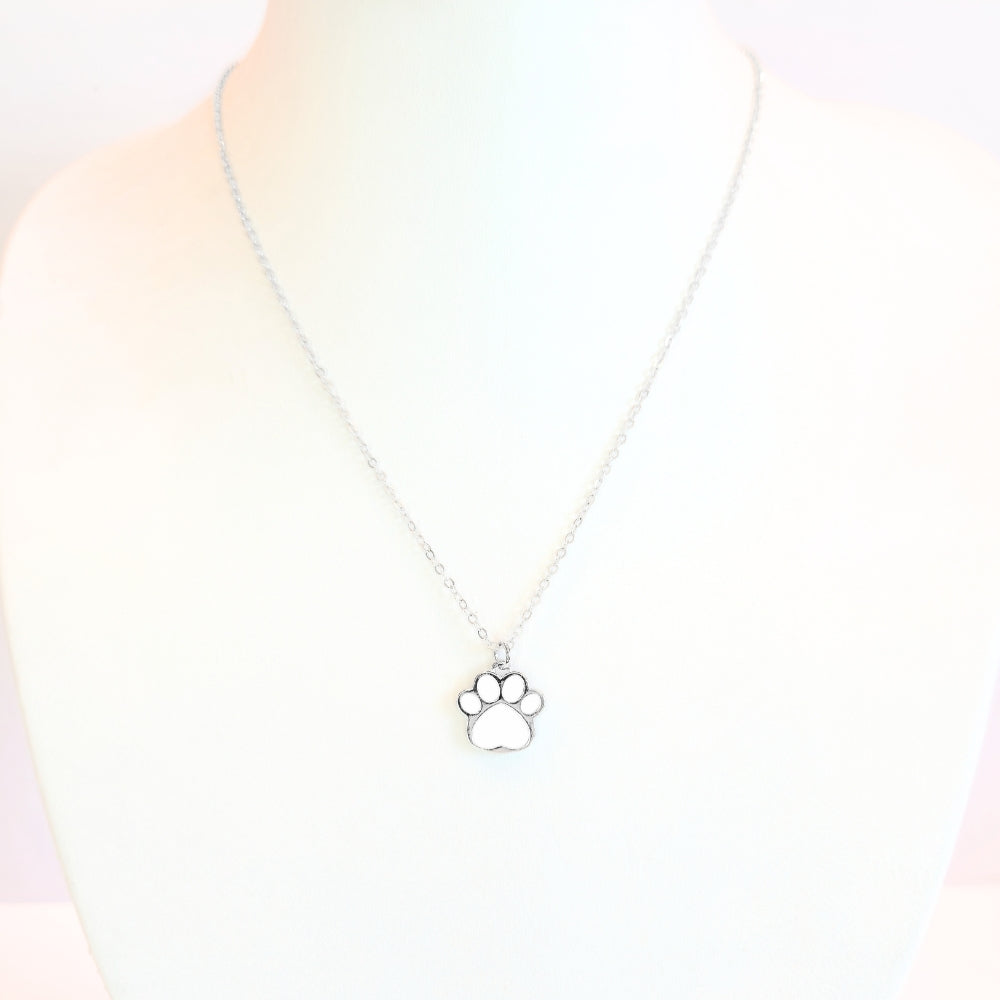Minimalist Sterling Silver Paw Print | Necklace