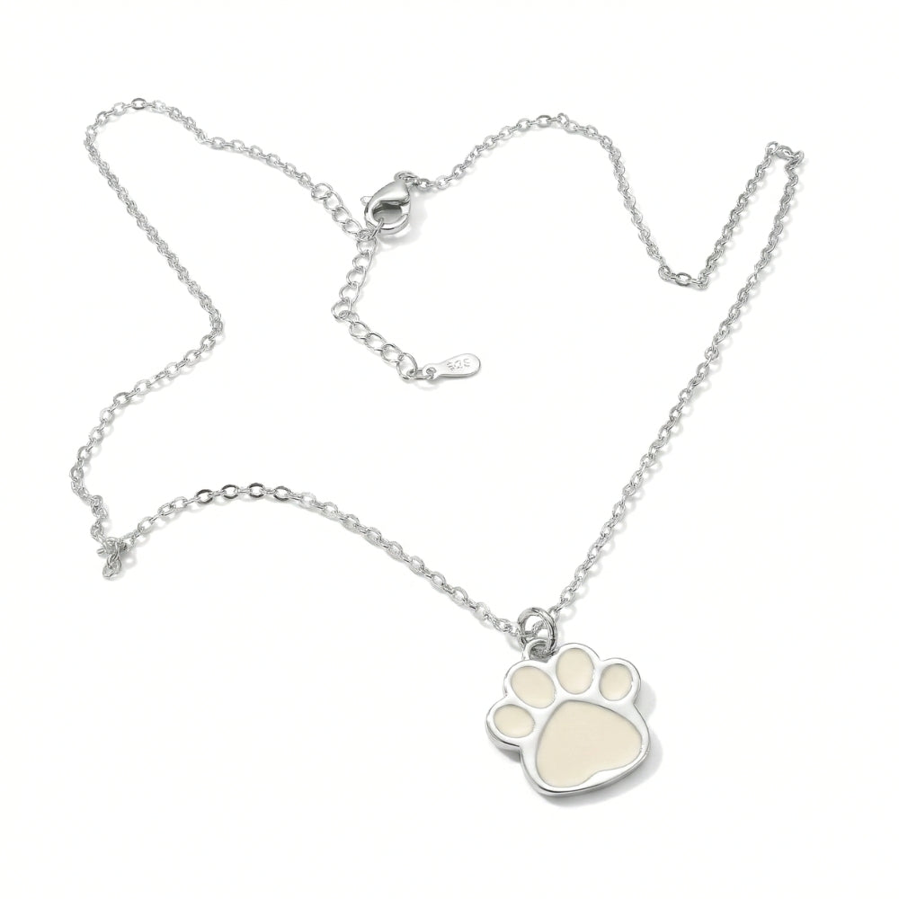 Minimalist Sterling Silver Paw Print | Necklace