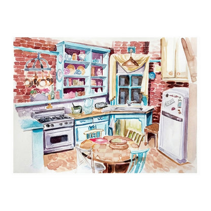 Cuisine de Monica et Rachel (Aquarelle) | Impression sur toile