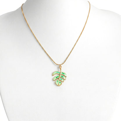 Collier pendentif feuille de Monstera