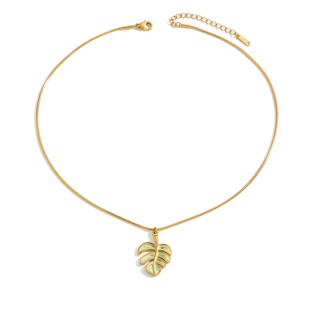 Collier pendentif feuille de Monstera