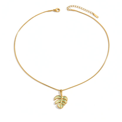 Collier pendentif feuille de Monstera
