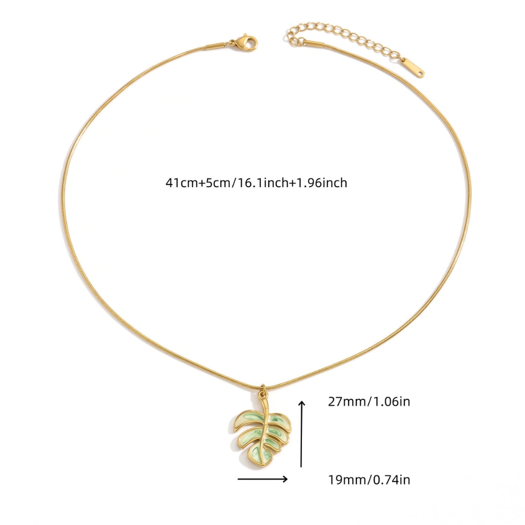 Collier pendentif feuille de Monstera