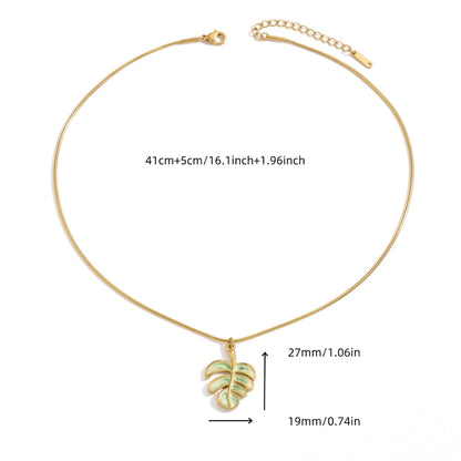 Collier pendentif feuille de Monstera