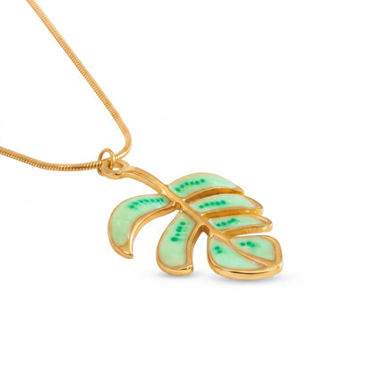 Collier pendentif feuille de Monstera