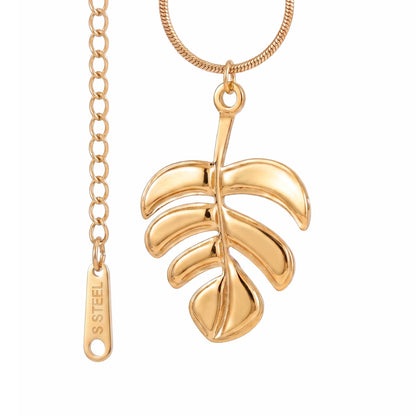 Collier pendentif feuille de Monstera