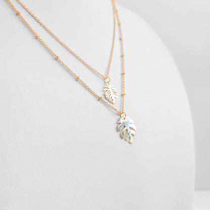 Monstera Leaf Layered Necklace