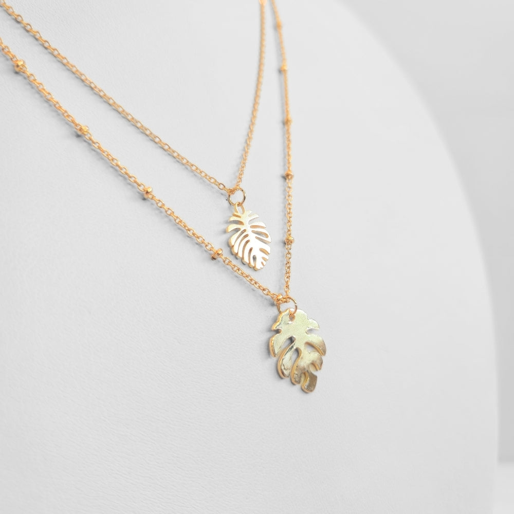 Monstera Leaf Layered Necklace