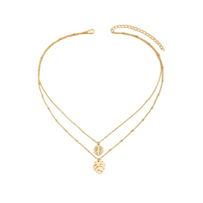 Monstera Leaf Layered Necklace