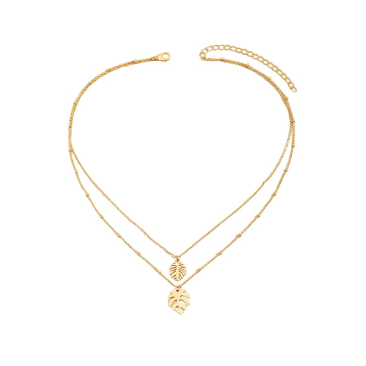 Monstera Leaf Layered Necklace